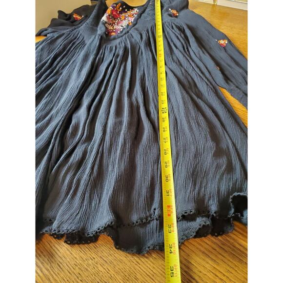 Free People Small Dress Black Mohave Embroidered‎ Mini Tunic Lace Long Sleeve - Picture 10 of 16